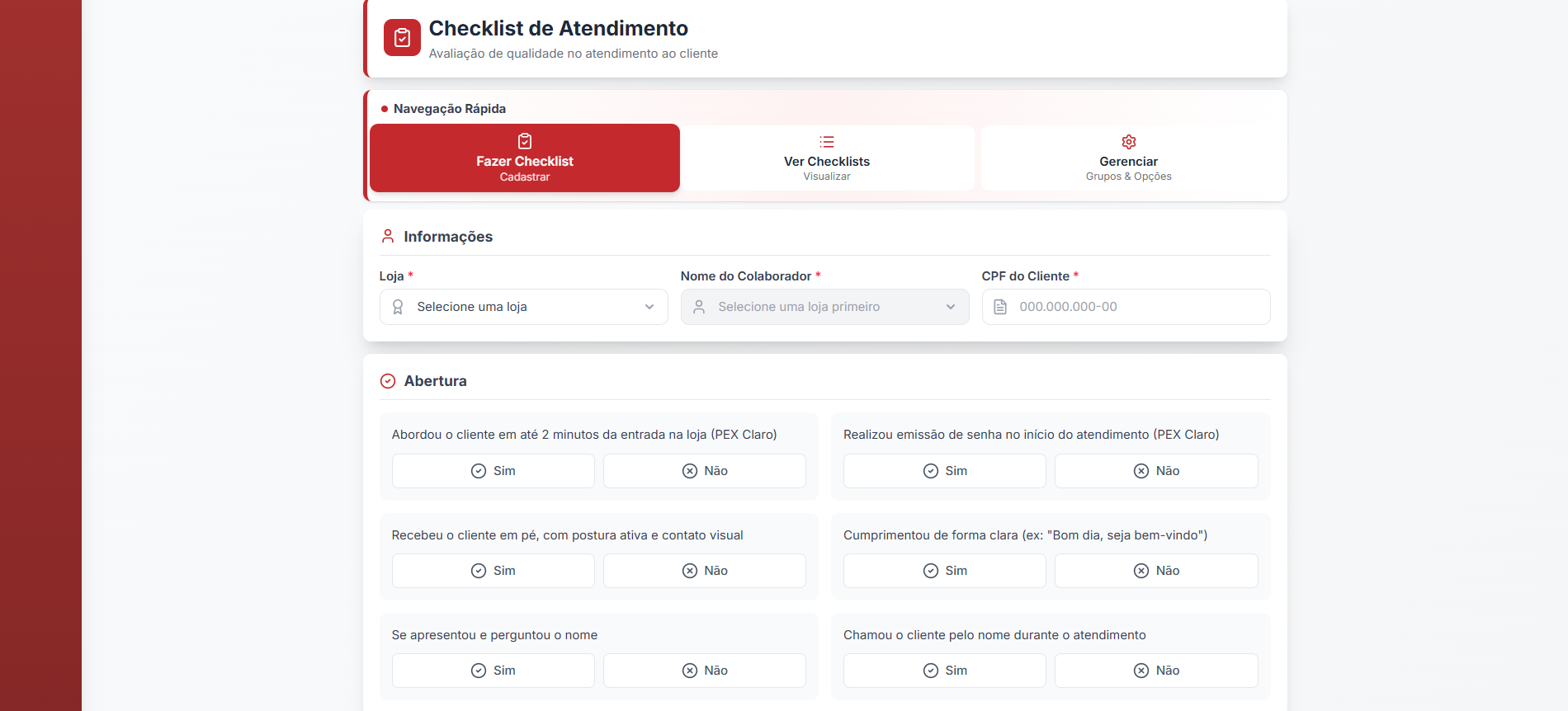 Checklist de Atendimento
