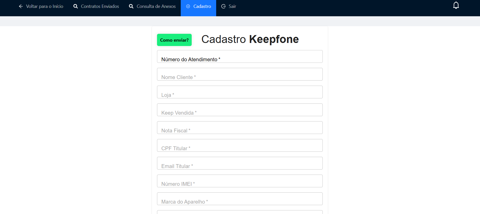 Portal Keepfone - Cadastro